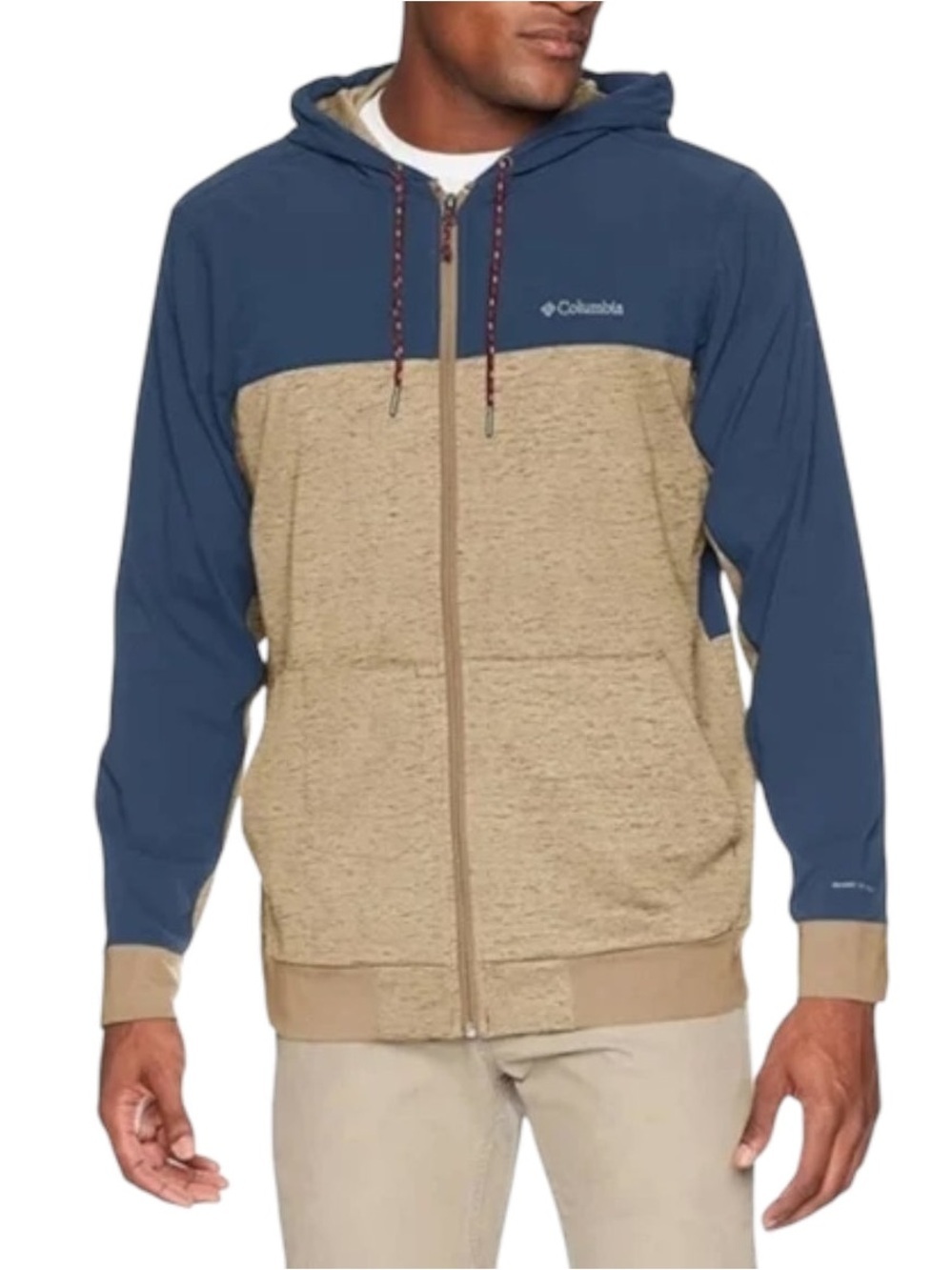 Columbia Men’s Blue and Tan Full-Zip Hoodie Sweatshirt